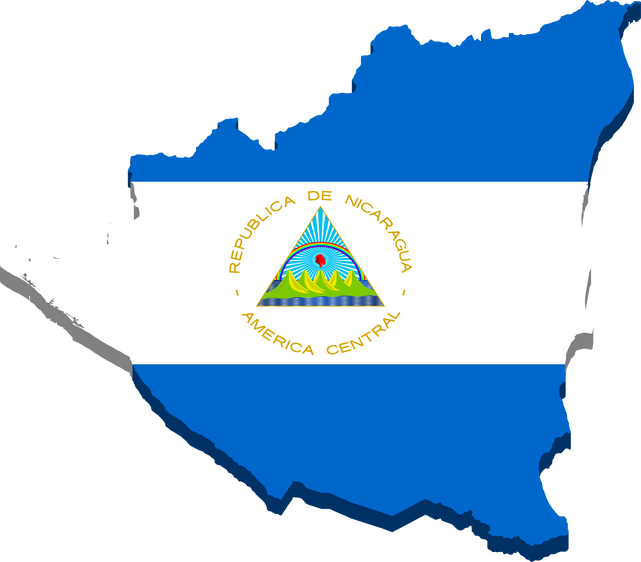 3d isometric Map of Nicaragua with national flag